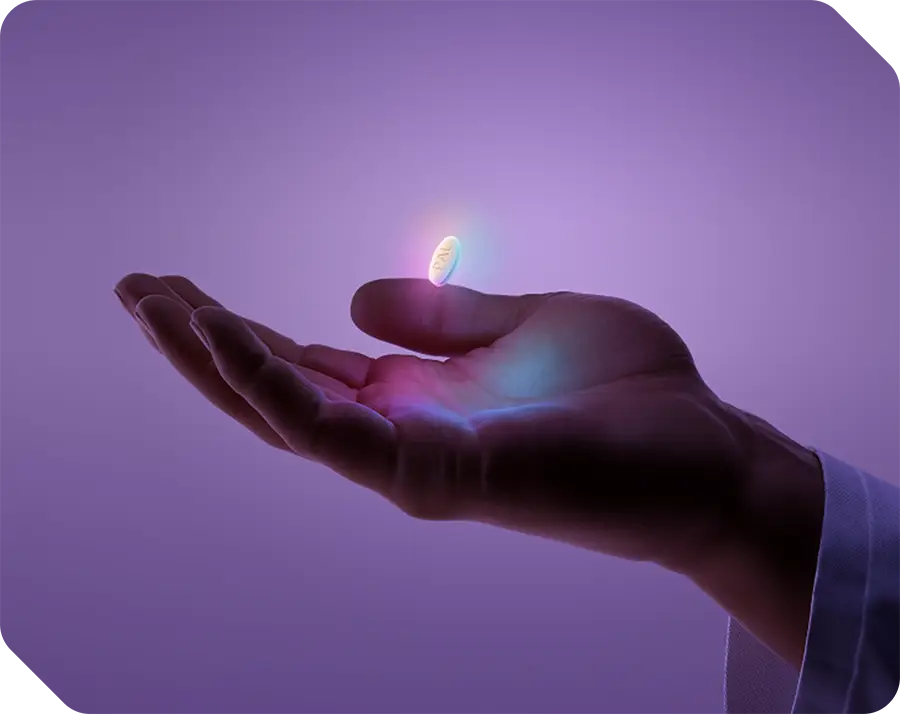 image of hand holding PALSONIFY pill.